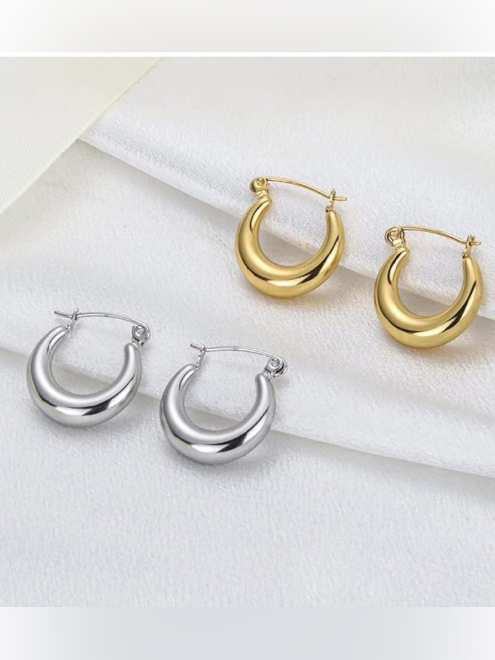 Siumal Classic Gold and Silver Chunky Hoop Earrings - Women Jewelry two sets